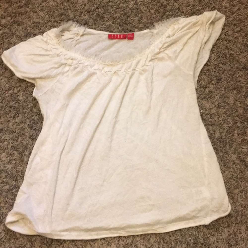 White ruffle shirt